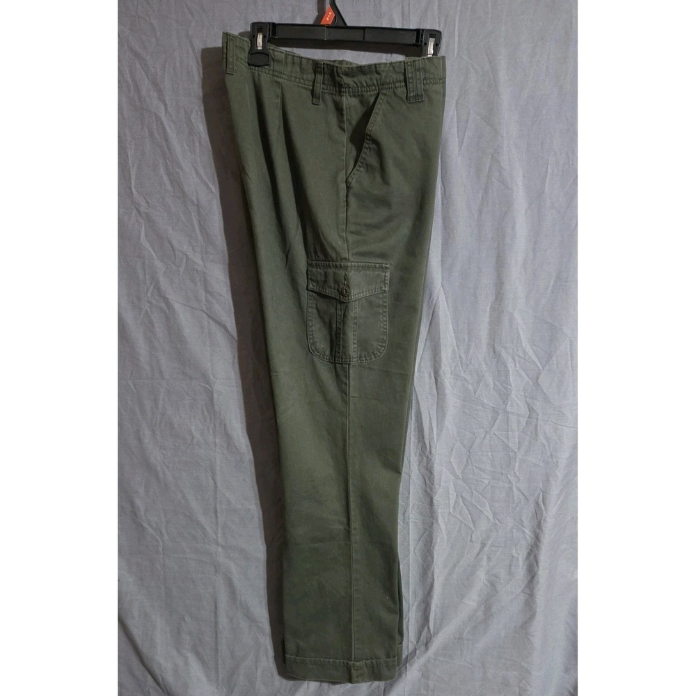 Vintage 90s Bill Blass Olive Green Wide Straight Cuffed Leg Cargo Pants Retro 12